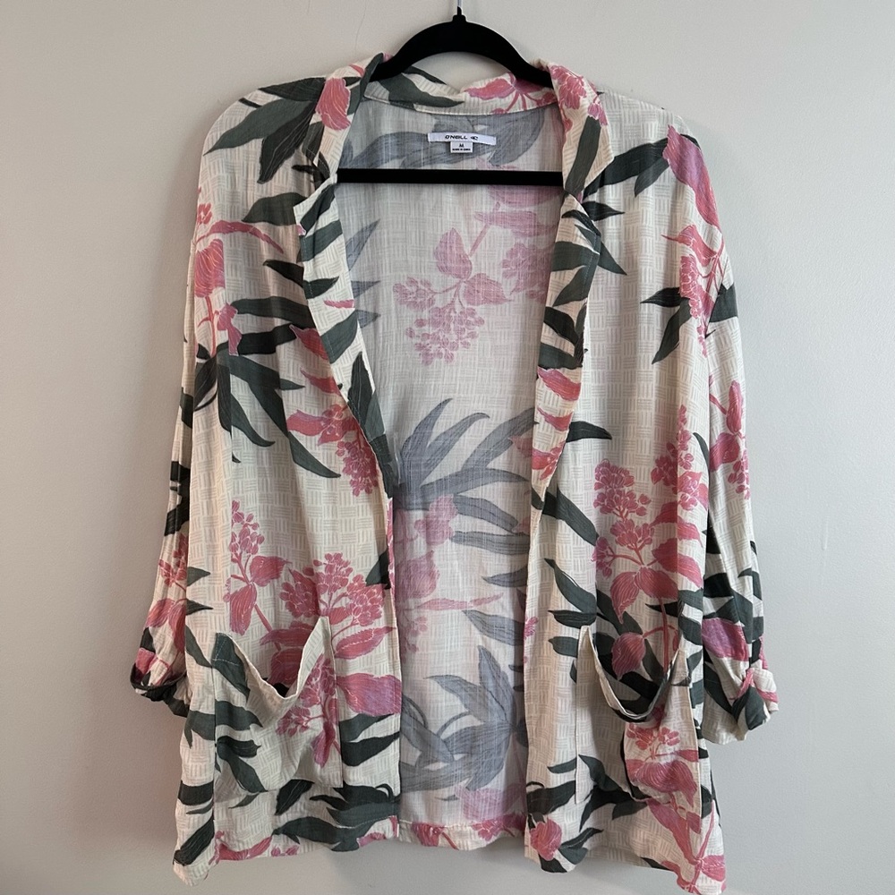 Floral Open-Front Cardigan